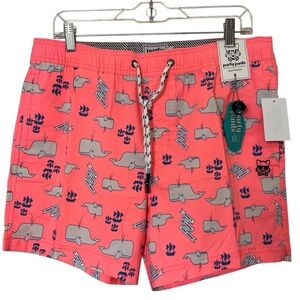 NWT Party Pants Bright Peach Moby Dick Swim Trunks Size Large.